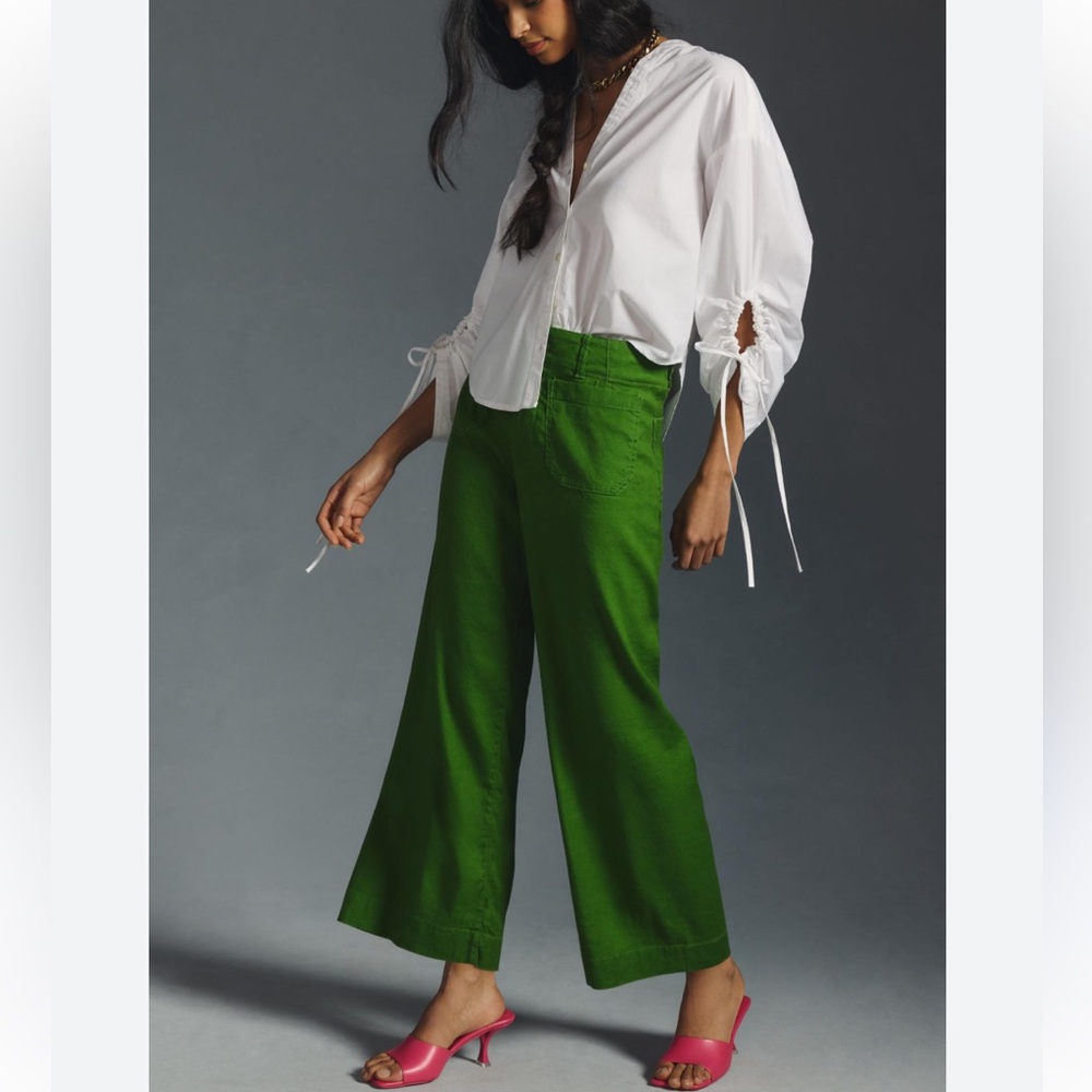 Anthropologie The Colette Cropped Wide-Leg Pants by Maeve size 28